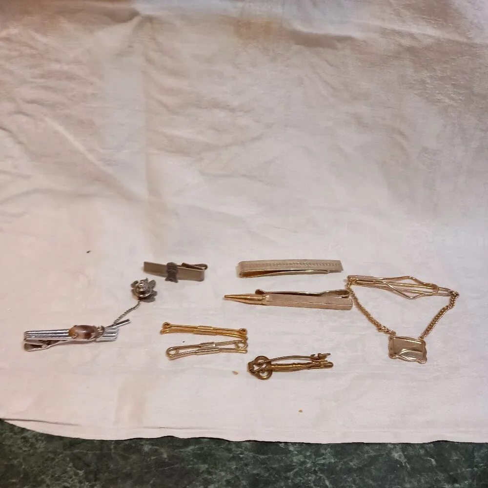 Lot of 9 Tie tacks and clips and money clips